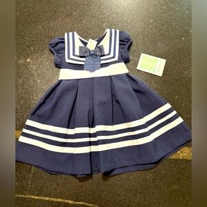 Vintage 90s Sailor Dress - Navy/White 2T
